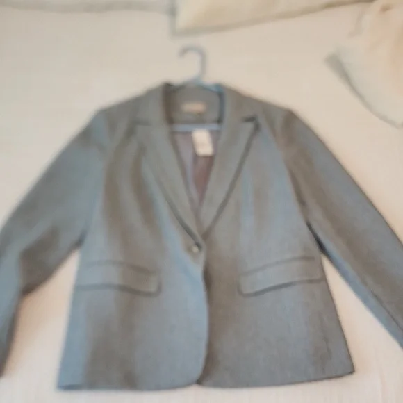LOFT Classic Soft Blue Herringbone Blazer - Picture 6 of 7